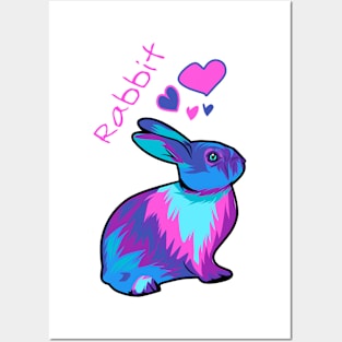 Colorful cute rabbit Posters and Art